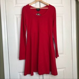 NWT  Angie Red Long Sleeve Knit Skater Dress - L